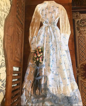 Load image into Gallery viewer, 1970’s Vintage Blue Berries and Rose Print Voile Gunne Sax Dress
