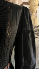 Load image into Gallery viewer, 1980's Vintage Coal Black Silk and Lace blouse by Royal Silk
