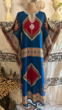 Load image into Gallery viewer, Outrageous 1970’s Vintage Angel Sleeve Infinity Knot Dashiki Print Caftan Kaftan Dress
