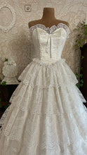 Load image into Gallery viewer, Stunning 1980’s Vintage White Satin and Tiered Lace Dream Dress
