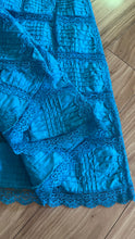Load image into Gallery viewer, Beautiful 1970's vintage Bright Turquoise Blue Cotton and lace Mexican dress
