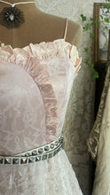 Load image into Gallery viewer, Soft Lilac 1980’s vintage pink satin and lace dress
