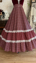 Load image into Gallery viewer, Perfect 1970’s Vintage Red Calico and velveteen Gunne Sax Maxi Sundress
