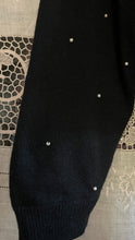 Load image into Gallery viewer, Darling Beaded Black Angora Rabbit Cardigan Sweater made in Hong Kong
