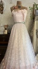 Load image into Gallery viewer, Soft Lilac 1980’s vintage pink satin and lace dress
