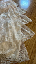 Load image into Gallery viewer, Dream 1980’s Deadstock Vintage Pink Lace and Sequin Strapless Gown with armlets
