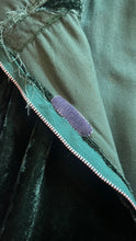 Load image into Gallery viewer, Medieval beauty 1970’s Vintage dark green velvet balloon sleeve dress
