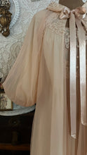 Load image into Gallery viewer, Spectacular 1950’s vintage pleated peach chiffon peignoir nightgown and robe set

