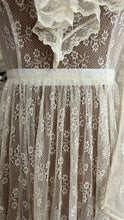 Load image into Gallery viewer, Ethereal Homemade 1970’s Vintage Sheer Ivory Lace Gunne Dress
