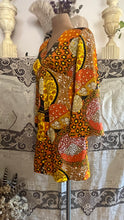 Load image into Gallery viewer, Psychedelic 1960’s Vintage Floral Patchwork Print Barkcloth Mini Dress Paradise Hawaii of Honolulu
