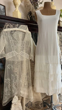 Load image into Gallery viewer, Pretty 2000’s Y2K era Ivory and White Embroidered Net Dress and Slip by Nataya
