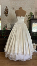 Load image into Gallery viewer, Sweetheart 1980’s Vintage White Satin and White Lace Dream Dress
