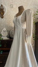 Load image into Gallery viewer, Soft and cozy 1970’s Vintage Beige Gingham and Poplin Gunne Sax Dress
