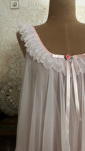 Load image into Gallery viewer, Absolutely Adorable 1970s Vintage Pink Chiffon &amp; Lace Babydoll Chemise
