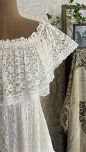Load image into Gallery viewer, 1980’s Vintage Butter Cream Lace Off Shoulder Candi Jones Dress
