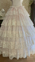 Load image into Gallery viewer, Perfect Fairytale 1980’s Vintage Pink Satin and Ivory Lace Off Shoulder Gown
