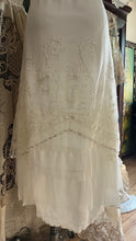 Load image into Gallery viewer, Pretty 2000’s Y2K era Ivory and White Embroidered Net Dress and Slip by Nataya
