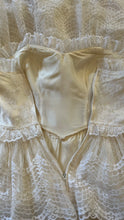 Load image into Gallery viewer, Perfect 1980’s Vintage White Satin and Tiered Lace Dream Dress
