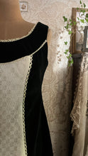 Load image into Gallery viewer, Medieval vibes 1970’s vintage Darkest Green Velveteen Candi Jones Dress
