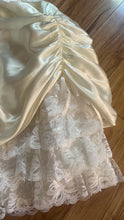 Load image into Gallery viewer, Perfect Cupcake 1970&#39;s Vintage Ivory Satin and White Lace Gown
