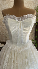 Load image into Gallery viewer, Perfect 1980’s Vintage White Satin and Tiered Lace Dream Dress
