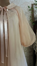 Load image into Gallery viewer, Spectacular 1950’s vintage pleated peach chiffon peignoir nightgown and robe set
