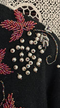 Load image into Gallery viewer, Darling Beaded Black Angora Rabbit Cardigan Sweater made in Hong Kong
