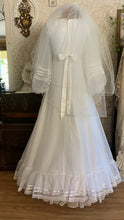 Load image into Gallery viewer, Breathtaking 1970’s Vintage White Chiffon Bridal Gown Wedding Dress by Lorrie Deb of San Francisco
