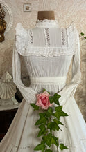 Load image into Gallery viewer, How Sweet! 1970&#39;s Vintage White Pintuck Cotton Mexican bridal dress
