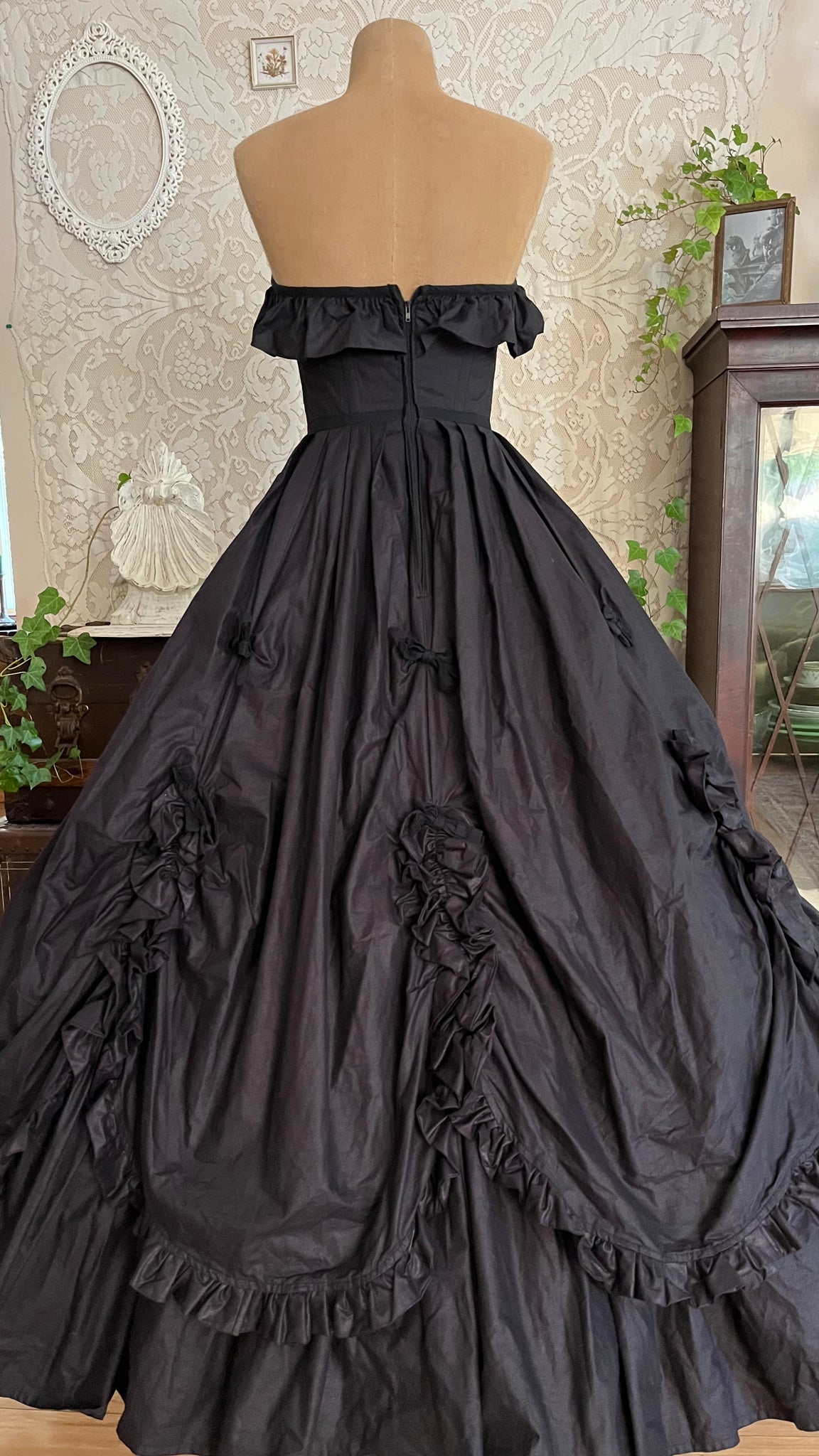 Gothic Fairytale 1980's Vintage Black Cotton Bridal Gown by Laura Ashl Strange Vintage Gothic Fairytale 1980's Vintage Black Cotton Bridal Gown by Laura Ashl Strange Vintage