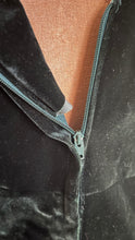 Load image into Gallery viewer, Medieval vibes 1970’s vintage Darkest Green Velveteen Candi Jones Dress
