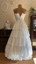 Load image into Gallery viewer, Perfect 1980’s Vintage White Satin and Tiered Lace Dream Dress
