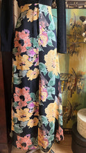 Load image into Gallery viewer, Cozy 1980’s Vintage Black Velveteen and Floral Print Chiffon Dress by Adini
