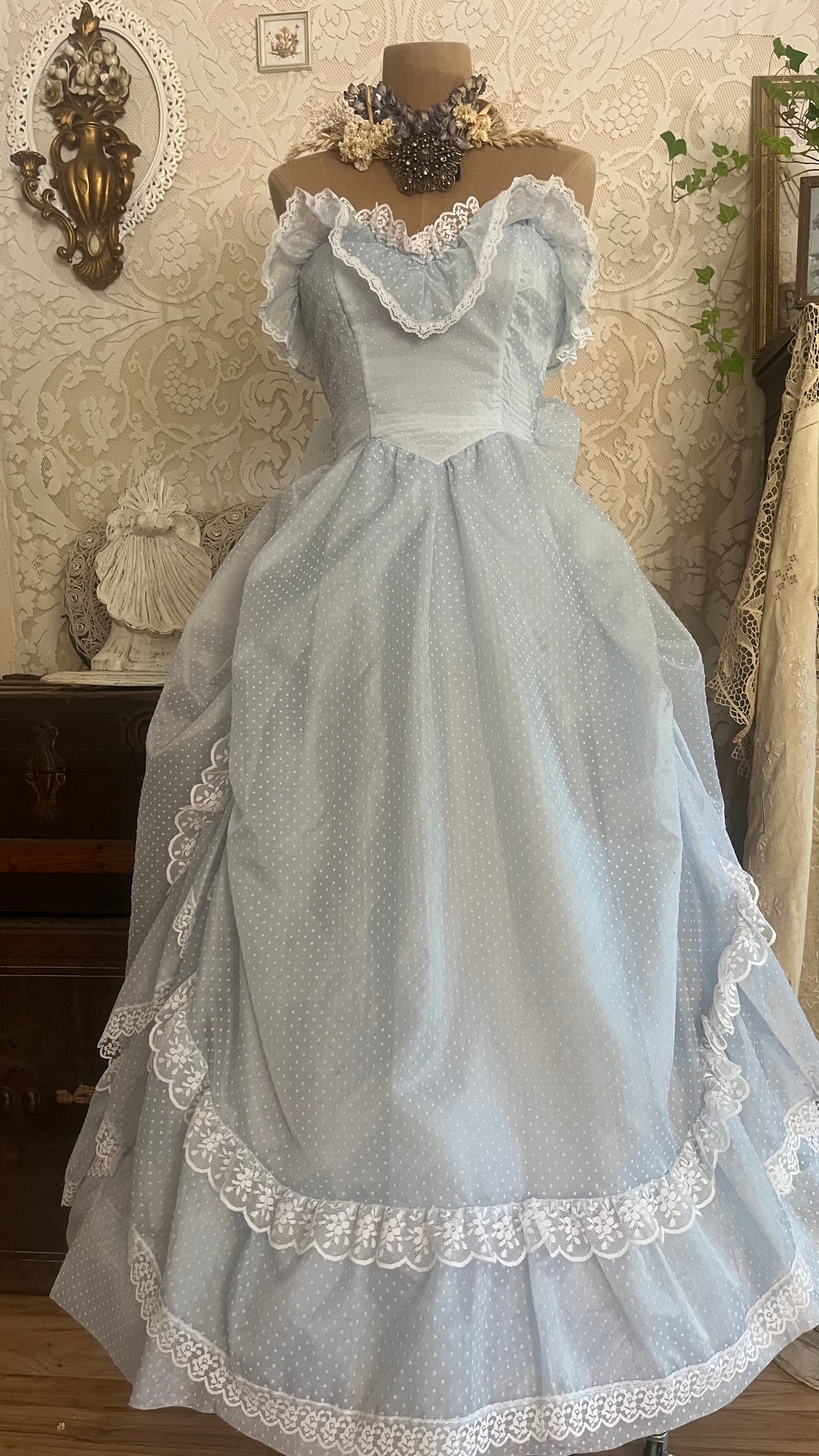 light blue victorian dress Teeny 1980's vintage Powder Swiss Dot Chiffon Gunne Sax gown – Strange Vintage This gorgeous piece features Zapaka Women Dark Purple 13.12.2024 Size:FREE