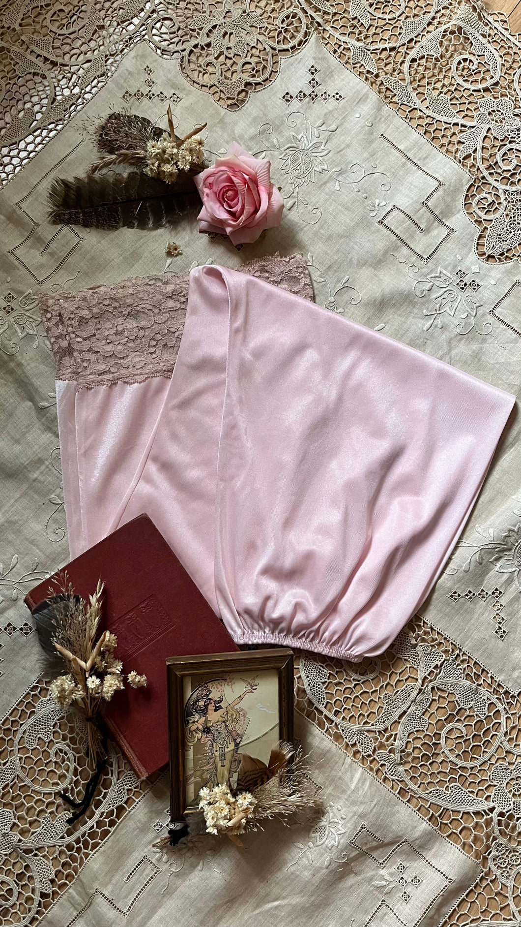 Pretty 1970’s vintage pale pink nylon pajama Pants Bottoms