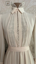 Load image into Gallery viewer, 1970's Vintage Ivory Chiffon and Lace Secretary Dress by R.E.O. Originals
