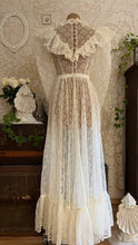 Load image into Gallery viewer, Ethereal Homemade 1970’s Vintage Sheer Ivory Lace Gunne Dress
