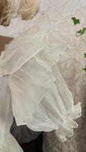 Load image into Gallery viewer, Fairytale 1980’s Vintage Dove White Silk Organza Bridal Gown by Laura Ashley
