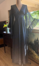 Load image into Gallery viewer, Incredible 1970’s Vintage Black Polka Dot Cotton Angel Sleeve Maxi Dress
