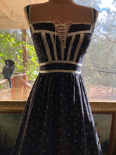 Load image into Gallery viewer, Beautiful 1970’s Vintage Black Calico Gunne Sax Maxi Sundress
