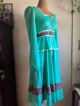 Load image into Gallery viewer, Sale~ Fabulous 1970&#39;s vintage teal and calico dress by JC Penney
