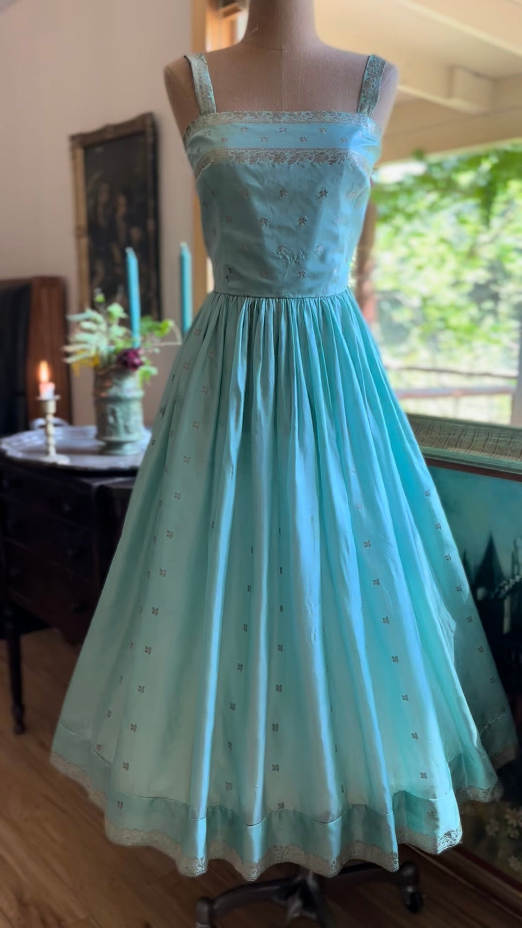 Incredible 1950's vintage handmade silk sari dress