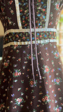 Load image into Gallery viewer, Authentic 1970’s Vintage Brown Calico Gunne Sax Maxi Sundress
