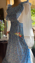 Load image into Gallery viewer, Handmade Vintage Blue Floral Calico Pinafore Apron
