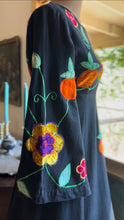 Load image into Gallery viewer, Stunning 1970’s Vintage Velvet Appliqué Dress from Pakistan
