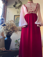 Load image into Gallery viewer, Darling 1960’s Vintage Pink Chiffon and Velvet Maxi Dress
