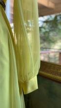 Load image into Gallery viewer, 1960’s 1970’s Vintage Lemon Yellow Chiffon Dress by Miss Elliette of California
