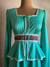 Load image into Gallery viewer, Fabulous 1970&#39;s vintage teal and calico dress by JC Penney
