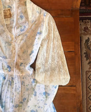 Load image into Gallery viewer, Authentic 1970’s vintage Blue Roses and Blueberry Print Voile Gunne Sax dress
