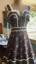 Load image into Gallery viewer, Authentic 1970’s Vintage Brown Calico Gunne Sax Maxi Sundress
